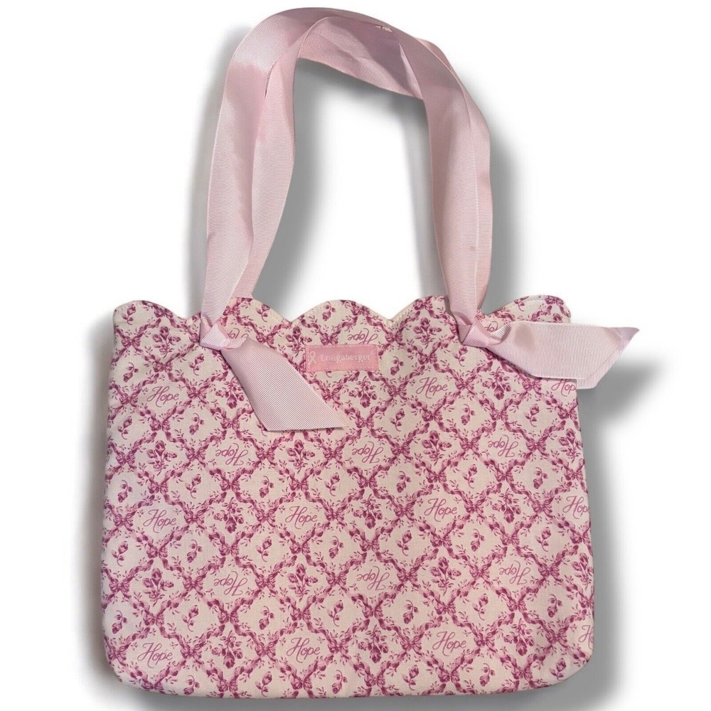 Longaberger Tote Bag Pink Horizon of Hope Breast Cancer Awareness Floral Bows